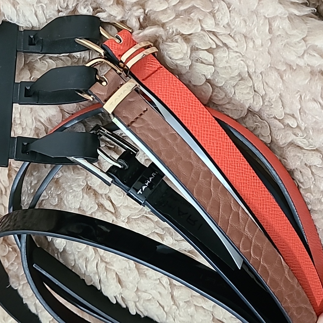 Tahari Belts Set Of 3 Black Brown And Corral